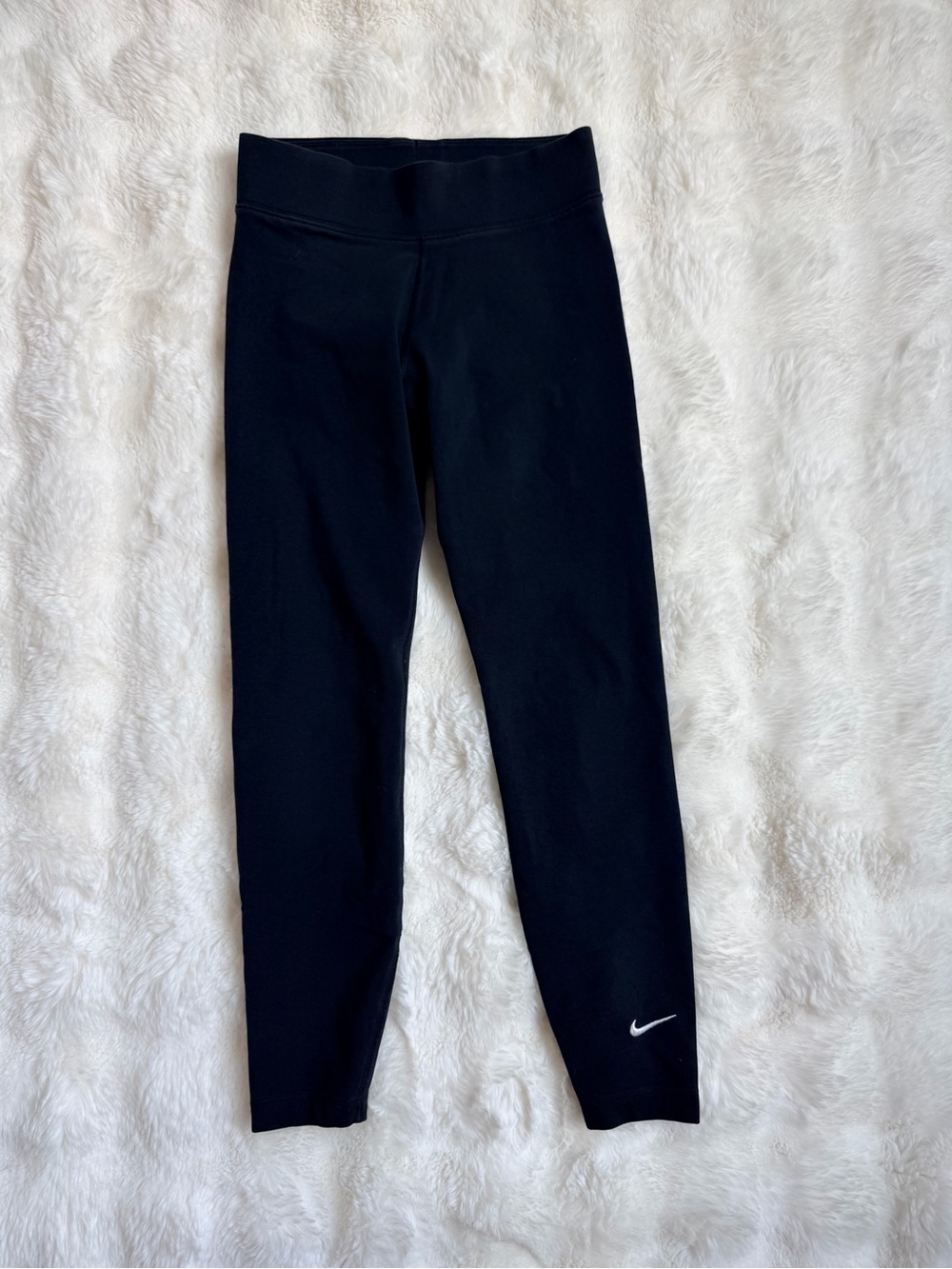Nike Kids Black Athletic Leggings with White Swoosh